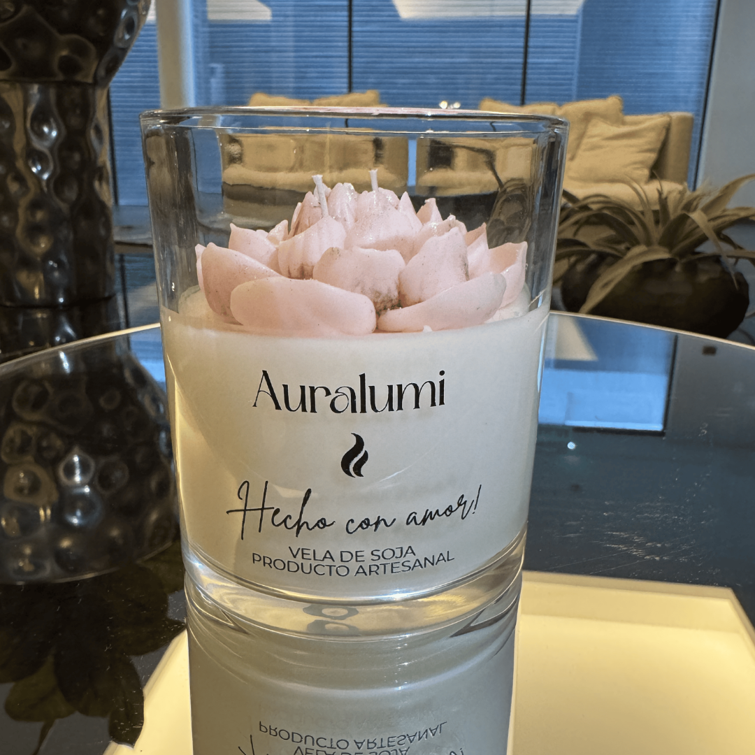 Vela Aromática con Flor de Loto Doble Mecha