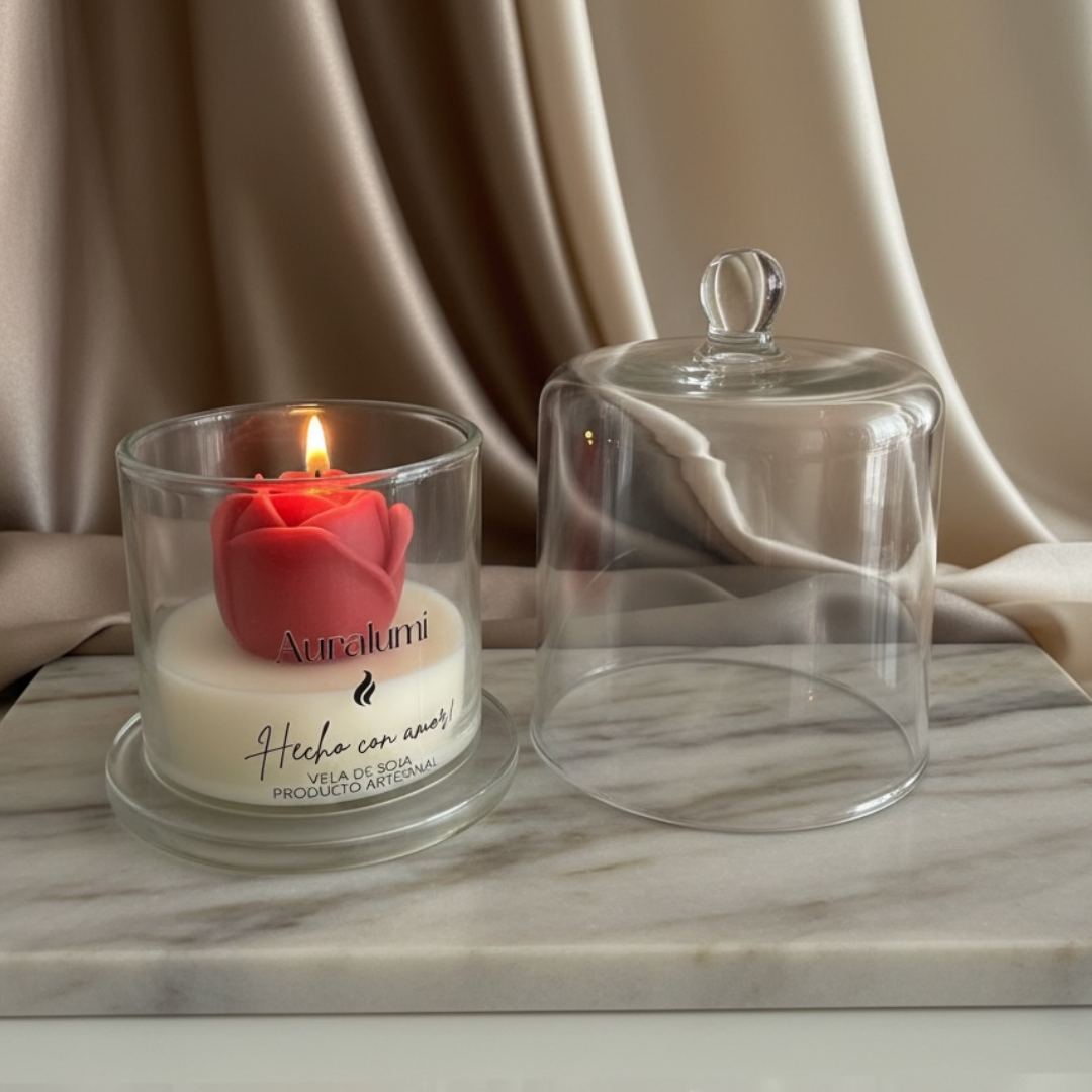 Vela Rosa Eterna Recipiente Campana