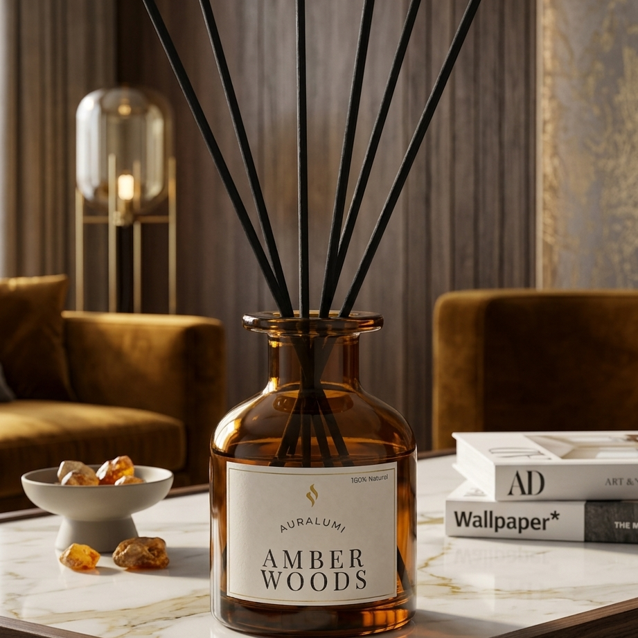Difusor de Varitas Amber Woods Frasco Ambar 150ml