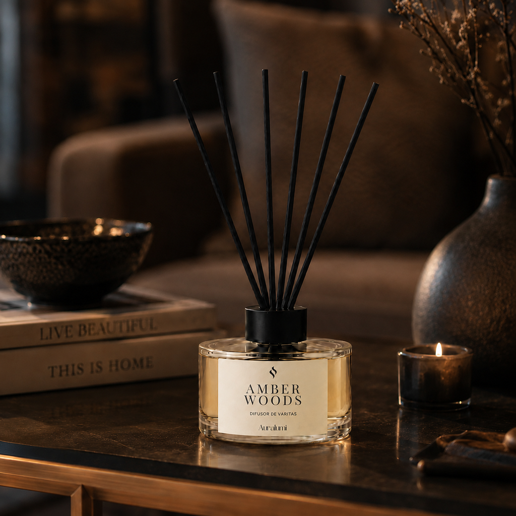 Pack Amber Woods Aromatizador + Difusor de varitas