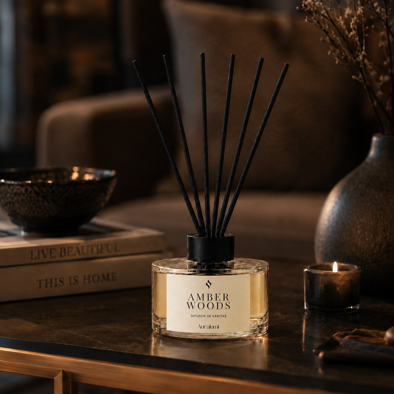 Pack Amber Woods Aromatizador + Difusor de varitas