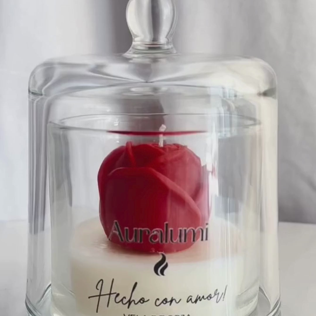 Vela Rosa Eterna Recipiente Campana